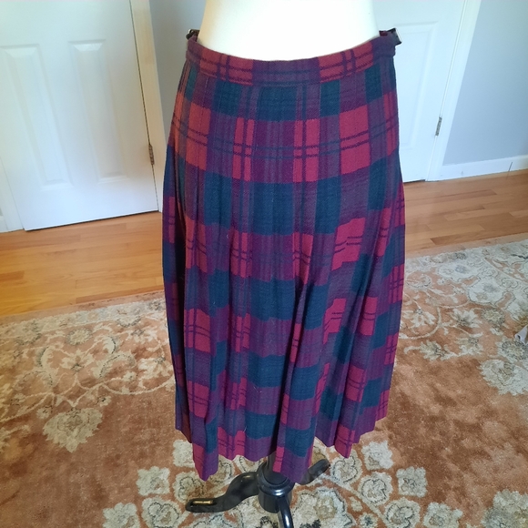 Wool tartan midi skirt kilt - Picture 5 of 9